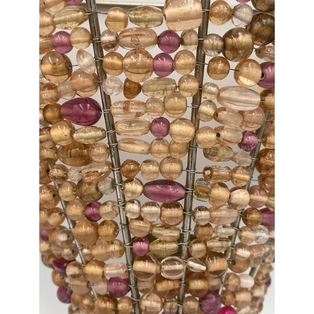 Glass Beaded Wall Sconce Candle Holders Set Of 2 MCM Boho Hollywood Regency NWT